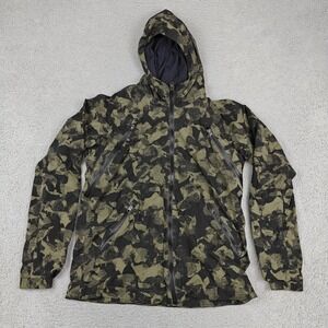 Lululemon Jacket Womens 10 Green Camo Hooded Full Zip Windbreaker Lightweight